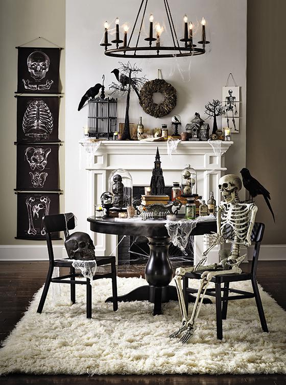 black and white halloween decor